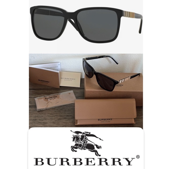 Burberry Other - NWT [Burberry] Square Black/Grey Signature Plaid Sunglasses, Men’s or Unisex